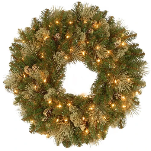 Christmas Central Pre-lit Carolina Pine Artificial Christmas Wreath, 30-Inch, Clear Lights 1 Christmas Central Pre-lit Carolina Pine Artificial Christmas Wreath, 30-Inch, Clear Lights