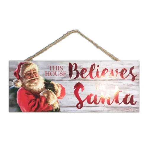 Christmas Central Red And White Santa Printed Rectangular Christmas Wall Sign With Rope Hanger 4" X 10" 1 Christmas Central Red And White Santa Printed Rectangular Christmas Wall Sign With Rope Hanger 4" X 10"