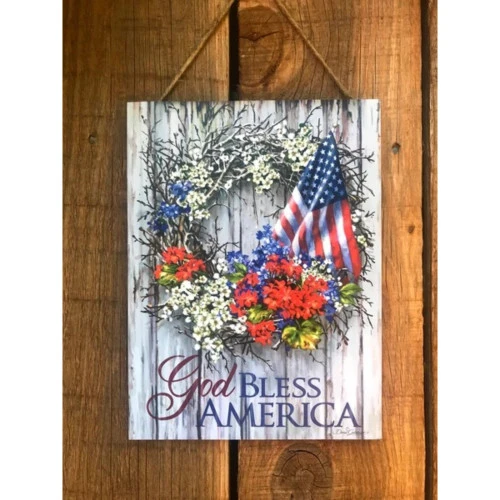 Christmas Central White And Blue "God Bless America" Printed Rectangular Wall Sign With Rope Hanger 10" X 7.5" 1 Christmas Central White And Blue "God Bless America" Printed Rectangular Wall Sign With Rope Hanger 10" X 7.5"