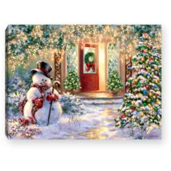 Christmas Central 8" White And Yellow Christmas Snowman Home Lighted Tabletop Decor