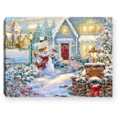 Christmas Central 8" White And Gold Silent Night Lane Snowman Lighted Tabletop Decor