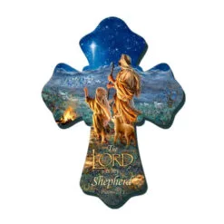 Christmas Central 8" Blue And Brown Nativity Biblical Quoted Wall Cross