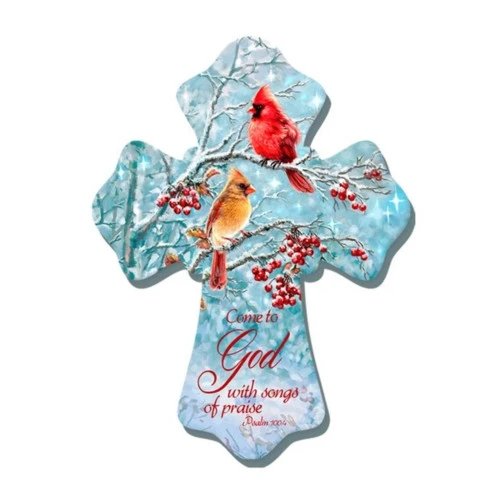 Christmas Central 8" Blue And Red Winter Cardinal Birds Biblical Quoted Wall Cross -Christmas Central Sales Store dglow a1063 1 11140.1587643969