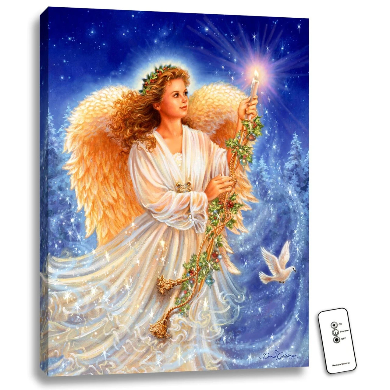 Christmas Central Blue And Cream White Stardust Angel LED Backlit Rectangular Wall Art With Remote Control 24" X 18" 1 Christmas Central Blue And Cream White Stardust Angel LED Backlit Rectangular Wall Art With Remote Control 24" X 18"