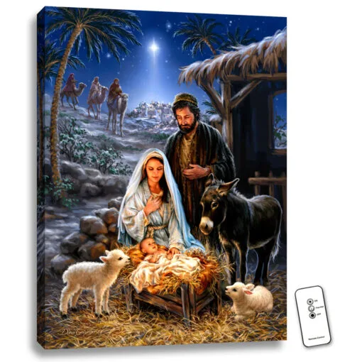 Christmas Central 24" X 18" Blue And Black Savior's Birth Back-lit Wall Art With Remote Control -Christmas Central Sales Store dglow glow1519 1 78724.1587644277
