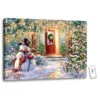 Christmas Central 18" X 24" White And Green Christmas Snowman Home Back-lit Wall Art With Remote Control