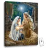 Christmas Central 24" X 18" Beige And White Holy Family Back-lit Wall Art With Remote Control