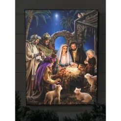 Christmas Central 24" X 18" Blue And Brown Jesus In The Manger Back-Lit Wall Art With Remote Control -Christmas Central Sales Store dglow glow1906 03 42210.1599873125