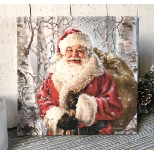 Christmas Central 10" X 10" Red And Brown Birch Forest Santa Embellished Pizazz Wall Art 1 Christmas Central 10" X 10" Red And Brown Birch Forest Santa Embellished Pizazz Wall Art