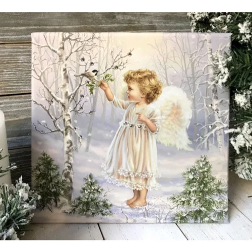 Christmas Central 10" X 10" White And Green Little Winter Blessings Embellished Pizazz Wall Art 2 Christmas Central 10" X 10" White And Green Little Winter Blessings Embellished Pizazz Wall Art - Image 2