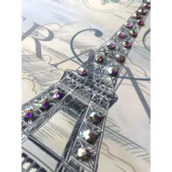 Christmas Central Cream White And Gray Eiffel Tower With Swarovski Crystals Square Pizazz Wall Art Decor 10" X 10" -Christmas Central Sales Store dglow p1705 3 66998.1587644277