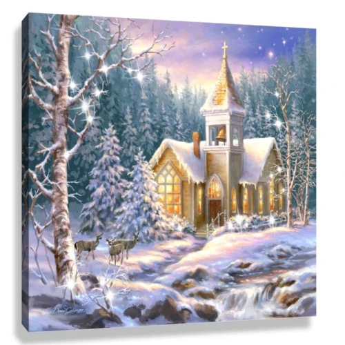 Christmas Central White And Brown Christmas Chapel Pizazz Print Framed Wall Decor 10" X 10" 2 Christmas Central White And Brown Christmas Chapel Pizazz Print Framed Wall Decor 10" X 10" - Image 2