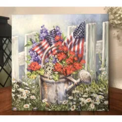 Christmas Central Green And Red Patriotic Garden Pizazz Print Framed Wall Decor 10" X 10" -Christmas Central Sales Store dglow p1803 3 17472.1587644180