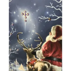 Christmas Central Blue And Red Starry Night Santa Pizazz Print Framed Christmas Wall Decor 10" X 10" -Christmas Central Sales Store dglow p1804 2 50299.1664639370