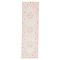 Christmas Central 2.5' X 8' Pink And White Contemporary Rectangular Area Throw Rug Runner