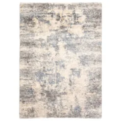 Christmas Central 7.5' X 9.5' Gray And Blue Distressed Rectangular Area Throw Rug