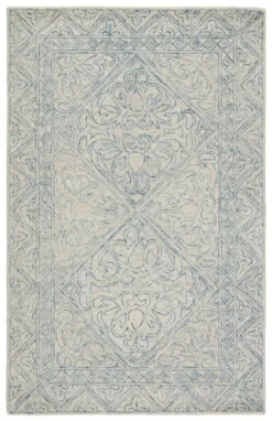 Christmas Central 5' X 8' Blue And Gray Carmen Hand Tufted Wool Area Throw Rug