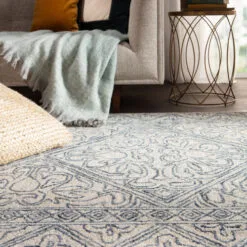 Christmas Central 5' X 8' Blue And Gray Carmen Hand Tufted Wool Area Throw Rug -Christmas Central Sales Store djri rug145482 8 29363.1664466677