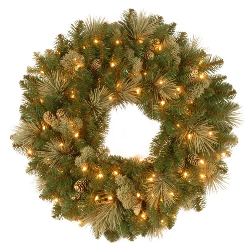 Christmas Central 24" Pre-Lit Carolina Pine Christmas Wreath With Battery Operated LED Lights 1 Christmas Central 24" Pre-Lit Carolina Pine Christmas Wreath With Battery Operated LED Lights