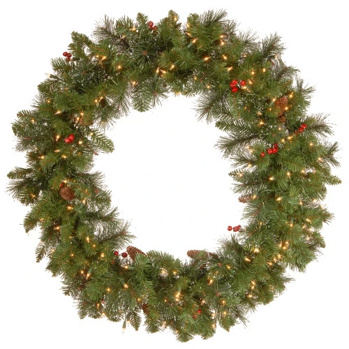 Christmas Central Pre-Lit Crestwood Spruce Artificial Christmas Wreath, 36-Inch, Clear Lights 1 Christmas Central Pre-Lit Crestwood Spruce Artificial Christmas Wreath, 36-Inch, Clear Lights