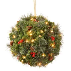 Christmas Central 12" Pre-Lit Artificial Kissing Ball Ornament - Warm White LED Lights