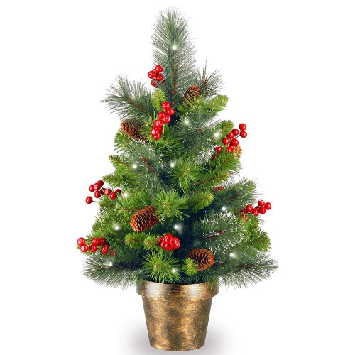 Christmas Central 2’ X 14” Pre-Lit Crestwood Spruce Medium Artificial Christmas Tree – Soft White LED Lights 1 Christmas Central 2’ X 14” Pre-Lit Crestwood Spruce Medium Artificial Christmas Tree – Soft White LED Lights
