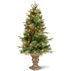 Christmas Central 4' Pre-lit Potted Colonial Entrance Artificial Christmas Tree, Clear Lights