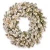 Christmas Central Pre-Lit Snowy Sheffield Spruce Artificial Christmas Wreath, 24-Inch, White LED Lights