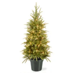 Christmas Central 4' Pre-lit Potted Weeping Spruce Artificial Christmas Tree, Clear Lights