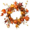 Christmas Central Maple Leaf And Pumpkin Wreath - 20-Inch, Unlit