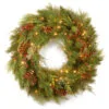 Christmas Central Pre-Lit Pine Cones With Berries Artificial Christmas Wreath, 30-Inch, White LED Lights