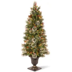 Christmas Central 5" Pre-Lit Potted Wintry Pine Artificial Christmas Tree, Clear Lights