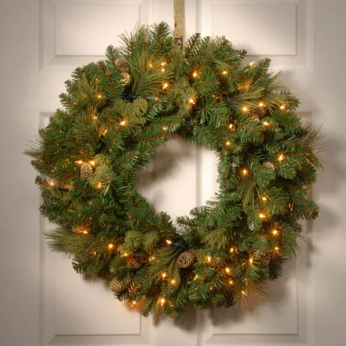 Christmas Central Pre-lit Carolina Pine Artificial Christmas Wreath, 30-Inch, Clear Lights 2 Christmas Central Pre-lit Carolina Pine Artificial Christmas Wreath, 30-Inch, Clear Lights - Image 2