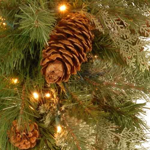 Christmas Central 30" Pre-Lit Green And Brown Artificial Pine Christmas Swag - LED Lights 2 Christmas Central 30" Pre-Lit Green And Brown Artificial Pine Christmas Swag - LED Lights - Image 2