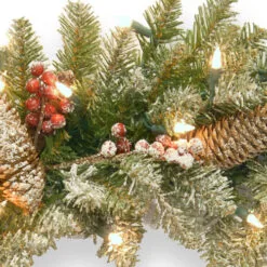 Christmas Central Pre-Lit Dunhill Fir Artificial Christmas Wreath With Red Berries – 24-Inch Clear Lights -Christmas Central Sales Store dnat duf 300 24w 1 3 20778.1631812950