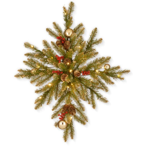 Christmas Central 36" Pre-lit Gold Dunhill Fir Bethlehem Star Artificial Christmas Teardrop Swag – LED Lights 1 Christmas Central 36" Pre-lit Gold Dunhill Fir Bethlehem Star Artificial Christmas Teardrop Swag – LED Lights