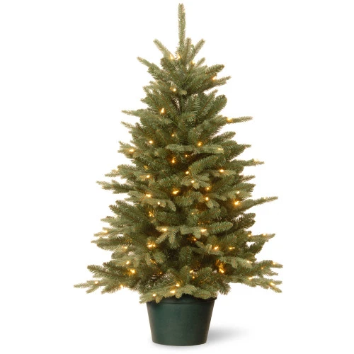 Christmas Central 3' Pre-lit Potted Evergreen Artificial Christmas Tree, Clear Lights 1 Christmas Central 3' Pre-lit Potted Evergreen Artificial Christmas Tree, Clear Lights