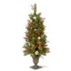 Christmas Central 4’ Pre-Lit Frosted Pine And Berry Artificial Christmas Tree, Clear Lights