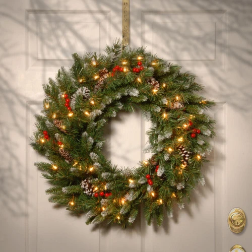 Christmas Central Frosted Berry Artificial Christmas Wreath, 30-Inch, Clear Lights 2 Christmas Central Frosted Berry Artificial Christmas Wreath, 30-Inch, Clear Lights - Image 2