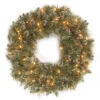 Christmas Central Pre-Lit Frosted Bristle Pine Artificial Christmas Wreath, 24-Inch, White Lights