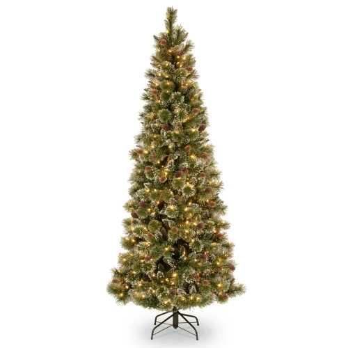 Christmas Central 6.5’ Pre-Lit Glittery Pine Artificial Christmas Tree, Clear Lights 1 Christmas Central 6.5’ Pre-Lit Glittery Pine Artificial Christmas Tree, Clear Lights