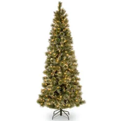 Christmas Central 6.5β Pre-Lit Glittery Bristle Artificial Christmas Tree, White LED Lights