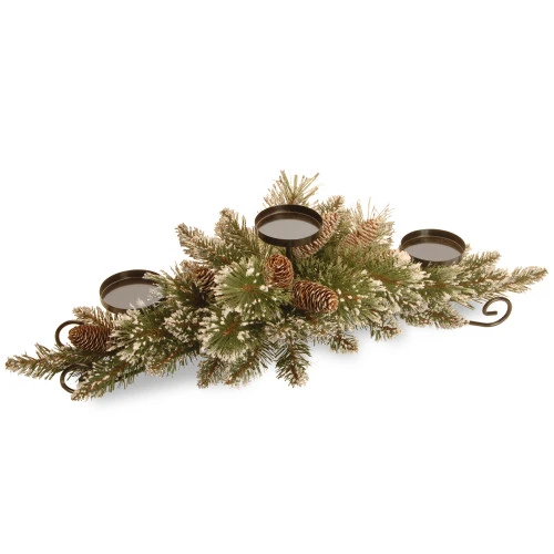Christmas Central 29" Glittered Pine Christmas Centerpiece And Candle Holder 1 Christmas Central 29" Glittered Pine Christmas Centerpiece And Candle Holder