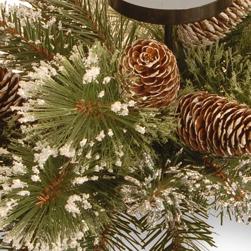 Christmas Central 29" Glittered Pine Christmas Centerpiece And Candle Holder 2 Christmas Central 29" Glittered Pine Christmas Centerpiece And Candle Holder - Image 2