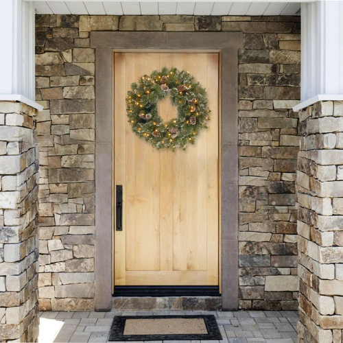 Christmas Central Pre-Lit Glittery Pine Artificial Christmas Wreath, 24-Inch, Clear Lights 3 Christmas Central Pre-Lit Glittery Pine Artificial Christmas Wreath, 24-Inch, Clear Lights - Image 3