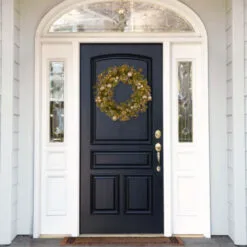 Christmas Central Pre-Lit Pomegranate Pine Artificial Christmas Wreath - 24-Inch, Warm White LED Lights -Christmas Central Sales Store dnat gtp1 300 24w b1 3 46015.1689950443