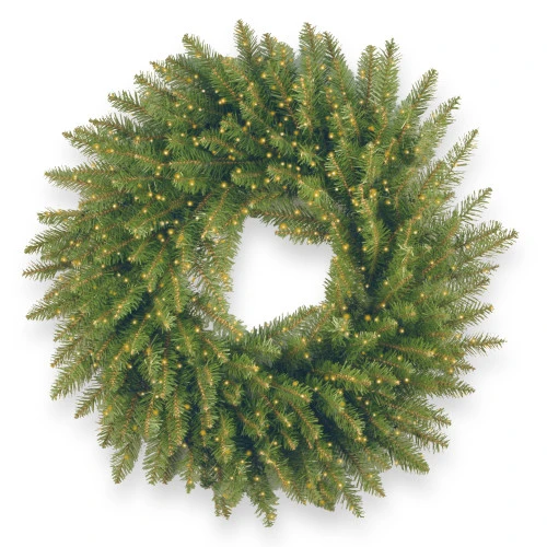 Christmas Central Pre-Lit Kingswood Fir Artificial Christmas Wreath, 24-Inch, White LED Lights 1 Christmas Central Pre-Lit Kingswood Fir Artificial Christmas Wreath, 24-Inch, White LED Lights