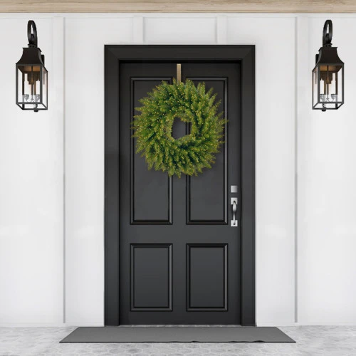 Christmas Central Pre-Lit Kingswood Fir Artificial Christmas Wreath, 24-Inch, White LED Lights 2 Christmas Central Pre-Lit Kingswood Fir Artificial Christmas Wreath, 24-Inch, White LED Lights - Image 2