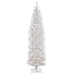 Christmas Central 7.5’ Pre-Lit White Kingswood Fir Slim Artificial Christmas Tree, White Lights