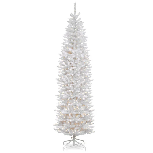 Christmas Central 9' Pre-Lit White Pencil Kingswood Fir Artificial Christmas Tree, Clear Lights 1 Christmas Central 9' Pre-Lit White Pencil Kingswood Fir Artificial Christmas Tree, Clear Lights